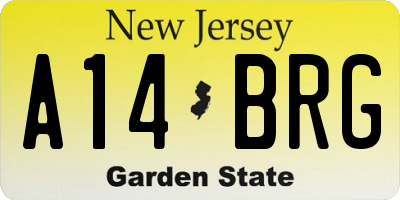NJ license plate A14BRG