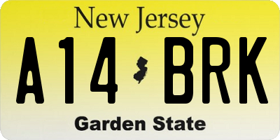 NJ license plate A14BRK