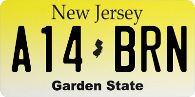 NJ license plate A14BRN