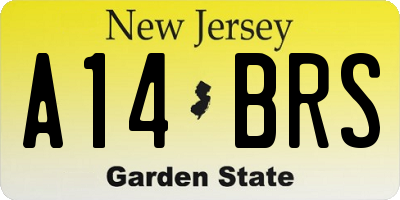 NJ license plate A14BRS