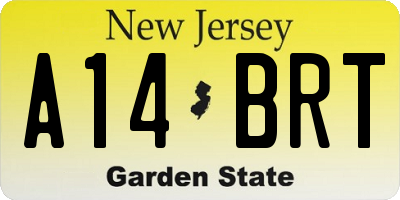 NJ license plate A14BRT
