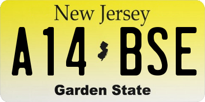 NJ license plate A14BSE