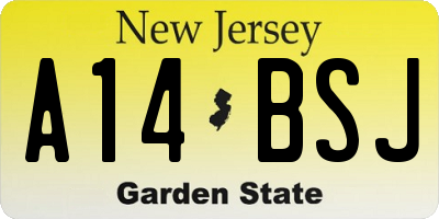 NJ license plate A14BSJ