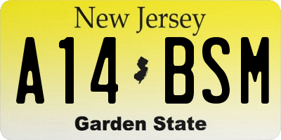 NJ license plate A14BSM