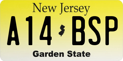 NJ license plate A14BSP