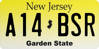 NJ license plate A14BSR