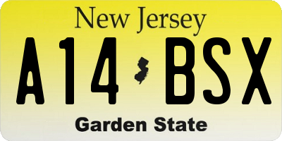 NJ license plate A14BSX