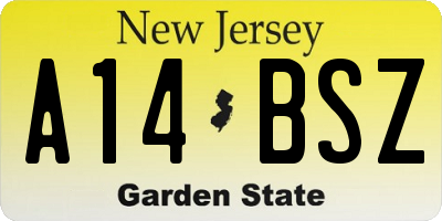 NJ license plate A14BSZ