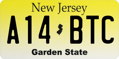 NJ license plate A14BTC