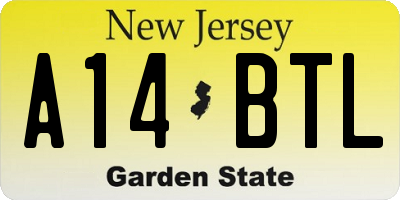 NJ license plate A14BTL