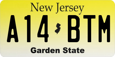 NJ license plate A14BTM
