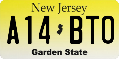 NJ license plate A14BTO