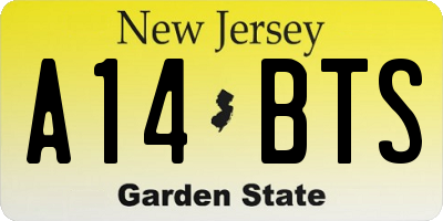 NJ license plate A14BTS