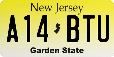 NJ license plate A14BTU