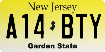 NJ license plate A14BTY
