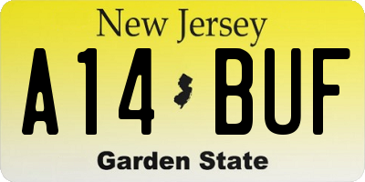 NJ license plate A14BUF