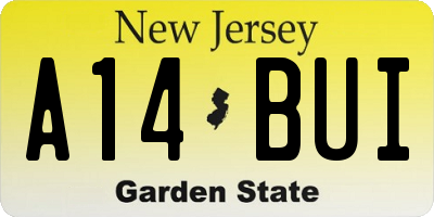 NJ license plate A14BUI