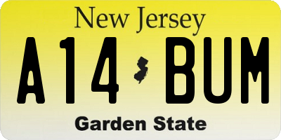 NJ license plate A14BUM
