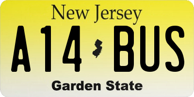 NJ license plate A14BUS