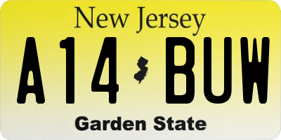 NJ license plate A14BUW