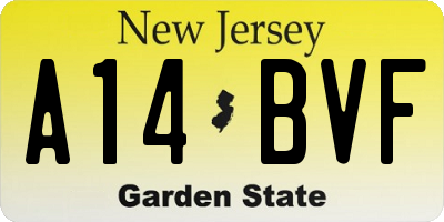 NJ license plate A14BVF