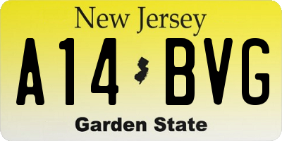 NJ license plate A14BVG