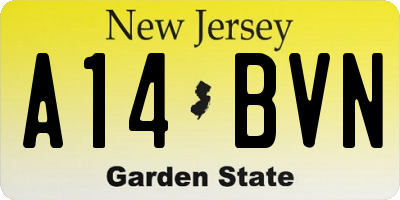 NJ license plate A14BVN