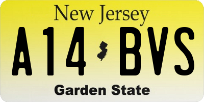 NJ license plate A14BVS