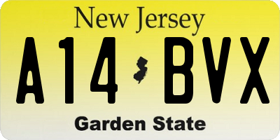 NJ license plate A14BVX