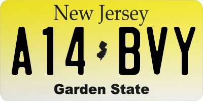 NJ license plate A14BVY