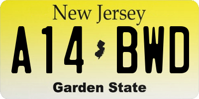 NJ license plate A14BWD