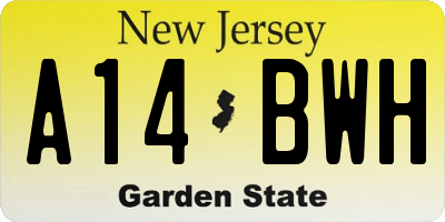 NJ license plate A14BWH