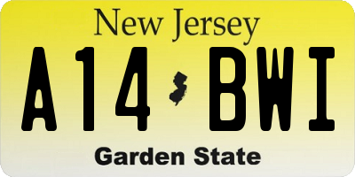 NJ license plate A14BWI