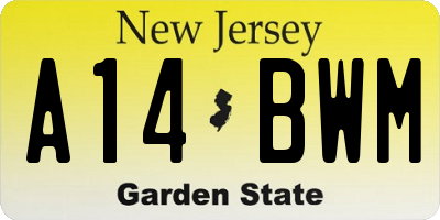 NJ license plate A14BWM