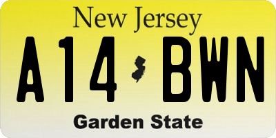 NJ license plate A14BWN