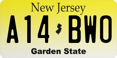 NJ license plate A14BWO