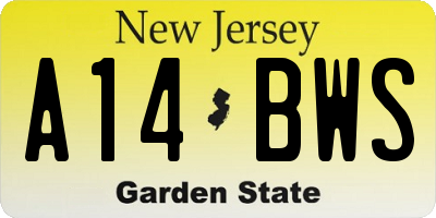NJ license plate A14BWS