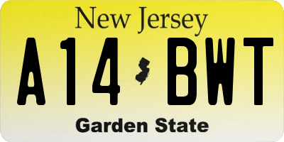 NJ license plate A14BWT