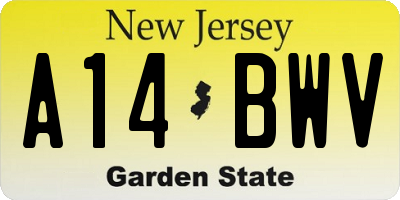 NJ license plate A14BWV