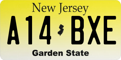 NJ license plate A14BXE