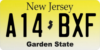NJ license plate A14BXF