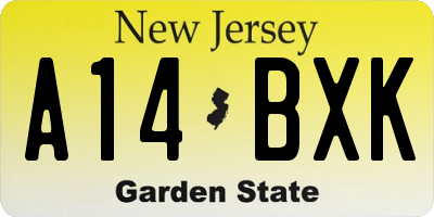 NJ license plate A14BXK