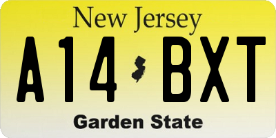 NJ license plate A14BXT