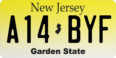 NJ license plate A14BYF