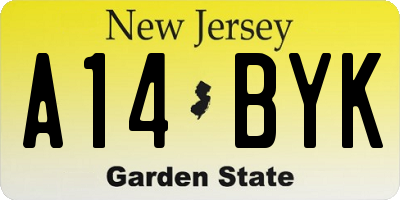 NJ license plate A14BYK
