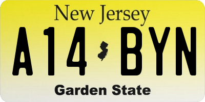 NJ license plate A14BYN