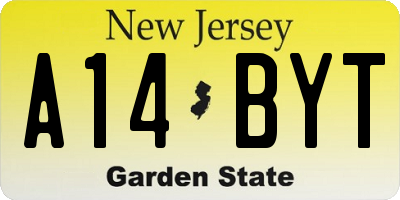 NJ license plate A14BYT