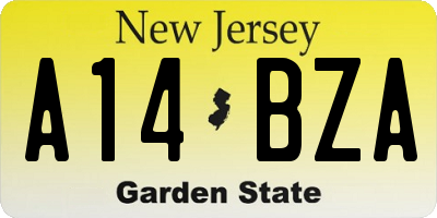 NJ license plate A14BZA