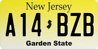 NJ license plate A14BZB