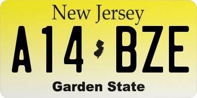 NJ license plate A14BZE